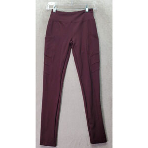 Mudd‎ Ponte Legging Womens XS Burgundy Rayon High Rise Side Pockets Skinny